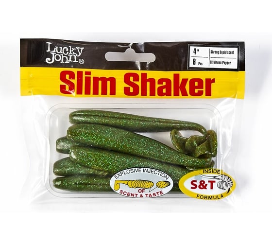 Съедобные искусственные виброхвосты LUCKY JOHN LJ Pro Series SLIM SHAKER 4in, цвет S67, 6шт. 140183-S67