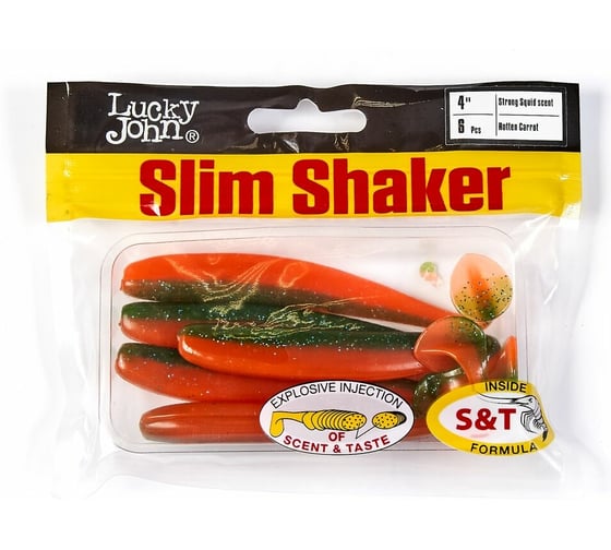 Съедобные искусственные виброхвосты LUCKY JOHN LJ Pro Series SLIM SHAKER 4in, цвет T56, 6шт. 140183-T56