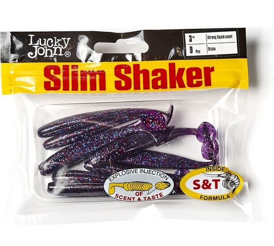Съедобные искусственные виброхвосты LUCKY JOHN LJ Pro Series SLIM SHAKER 3in, цвет S63, 9шт. 140182-S63