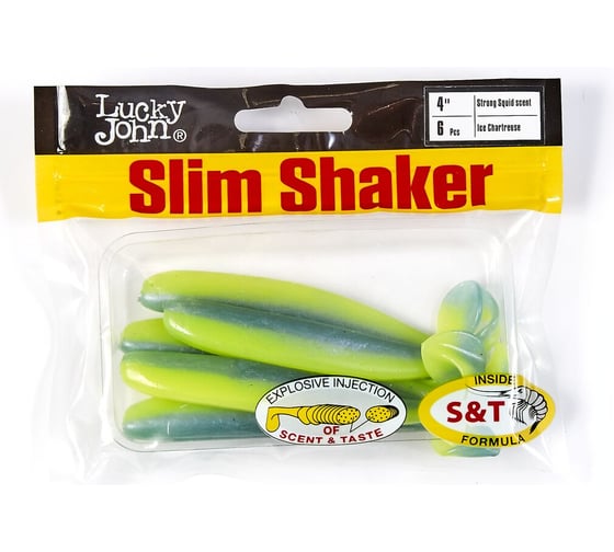 Съедобные искусственные виброхвосты LUCKY JOHN LJ Pro Series SLIM SHAKER 4in, цвет T57, 6шт. 140183-T57
