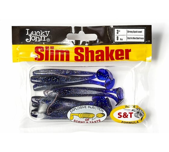 Съедобные искусственные виброхвосты LUCKY JOHN LJ Pro Series SLIM SHAKER 3in, цвет T52, 9шт. 140182-T52