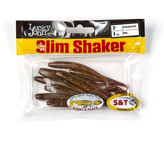 Съедобные искусственные виброхвосты LUCKY JOHN LJ Pro Series SLIM SHAKER 3in, цвет S14, 9шт. 140182-S14