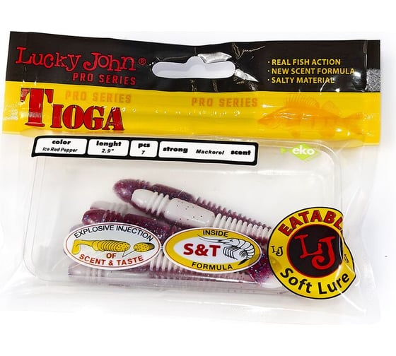 Съедобные искусственные виброхвосты LUCKY JOHN LJ Pro Series TIOGA 2.9in, цвет T68, 7шт. 140103-T68
