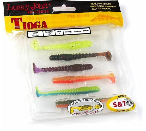 Съедобные искусственные виброхвосты LUCKY JOHN LJ Pro Series TIOGA 2.9in, цвет MIX1, 7шт. 140103-MIX1