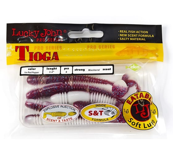 Съедобные искусственные виброхвосты LUCKY JOHN LJ Pro Series TIOGA 3.4in, цвет T68, 6шт. 140127-T68