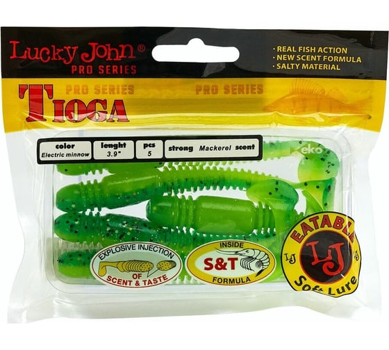 Съедобные искусственные виброхвосты LUCKY JOHN LJ Pro Series TIOGA 3.9in, цвет T18, 5шт. 140104-T18