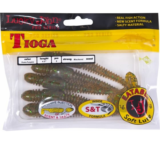 Съедобные искусственные виброхвосты LUCKY JOHN LJ Pro Series TIOGA 4.5in, цвет PA19, 5шт. 140185-PA19