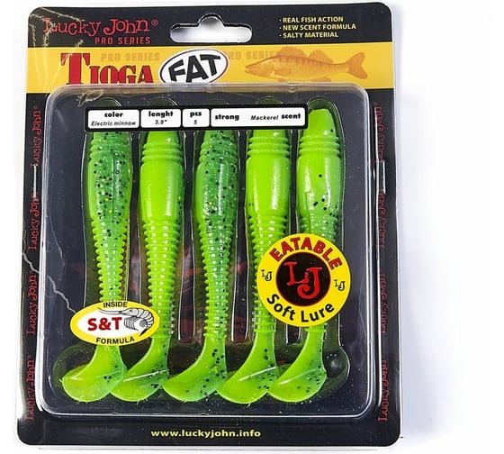 Съедобные искусственные виброхвосты LUCKY JOHN LJ Pro Series TIOGA FAT 3.9in, цвет T18, 5шт. 140146-T18