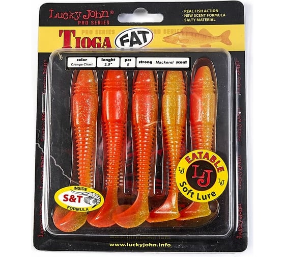 Съедобные искусственные виброхвосты LUCKY JOHN LJ Pro Series TIOGA FAT 3.9in, цвет T26, 5шт. 140146-T26