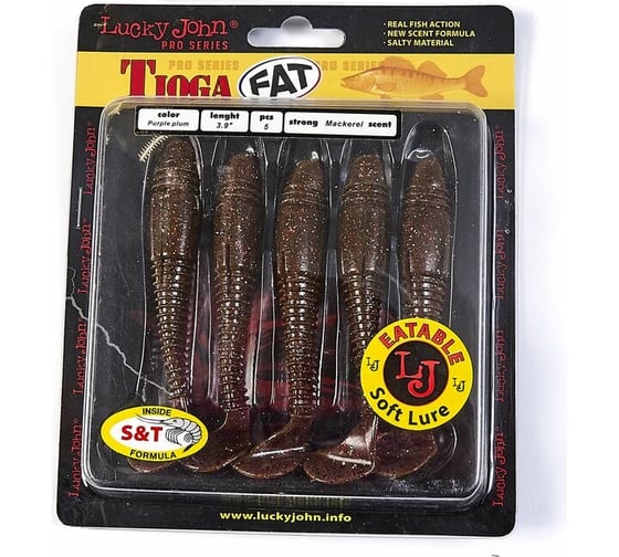 Съедобные искусственные виброхвосты LUCKY JOHN LJ Pro Series TIOGA FAT 3.9in, цвет S13, 5шт. 140146-S13