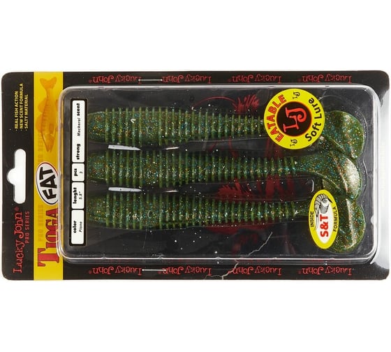 Съедобные искусственные виброхвосты LUCKY JOHN LJ Pro Series TIOGA FAT 5.8in, цвет F08, 3шт. 140148-F08