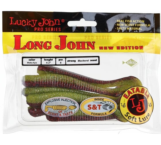 Съедобные искусственные виброхвосты LUCKY JOHN LJ Pro Series LONG JOHN 4.2in, цвет T44, 6шт. 140134-T44