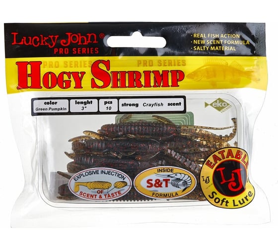 Съедобные искусственные виброхвосты LUCKY JOHN LJ Pro Series HOGY SHRIMP 3.0in, цвет PA03, 10шт. 140140-PA03