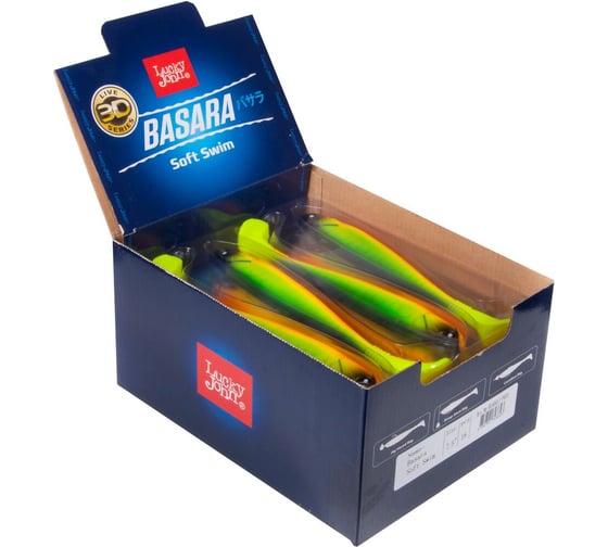 Виброхвосты LUCKY JOHN LJ 3D Series BASARA SOFT SWIM 7,5in, цвет PG02, 16шт. BIG BOX B140417-PG02
