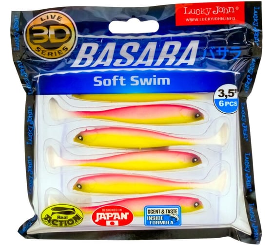 Виброхвосты LUCKY JOHN LJ 3D Series BASARA SOFT SWIM 3.5in, цвет PG04, 6шт. 140403-PG04