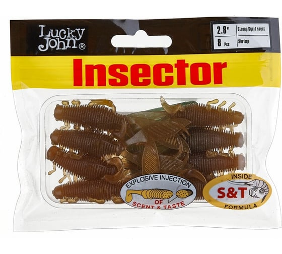 Съедобные искусственные виброхвосты LUCKY JOHN LJ Pro Series INSECTOR 2,8in, цвет S18, 8шт. 140184-S18