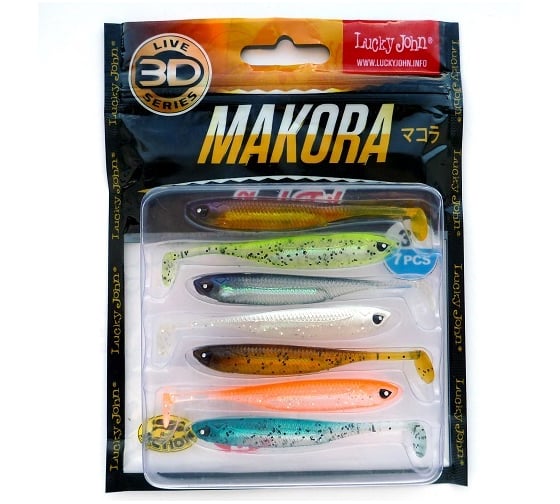 Виброхвосты LUCKY JOHN LJ 3D Series MAKORA SHAD TAIL 3.0in, цвет MIX1, 7шт. 140406-MIX1