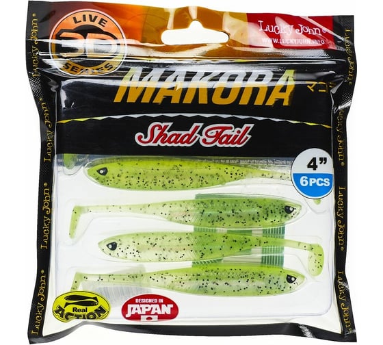 Виброхвосты LUCKY JOHN LJ 3D Series MAKORA SHAD TAIL 4.0in, цвет 006, 6шт. 140408-006