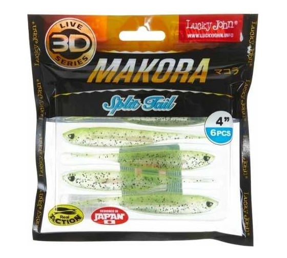 Виброхвосты LUCKY JOHN LJ 3D Series MAKORA SPLIT TAIL 4.0in, цвет 006, 6шт. 140409-006