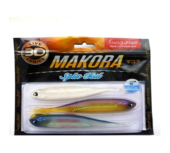 Виброхвосты LUCKY JOHN LJ 3D Series MAKORA SPLIT TAIL 6.0in, цвет MIX1, 3шт. 140413-MIX1