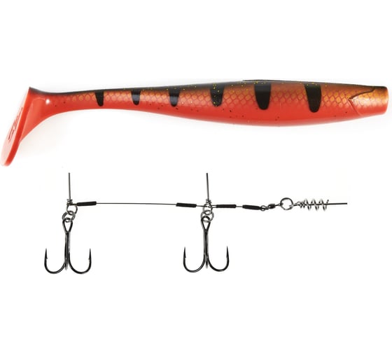 Виброхвосты LUCKY JOHN LJ 3D BBS Series KUBIRA SWIM SHAD 9,0in, цвет PG22 1шт.+Stinger L 140433SET-PG22 1