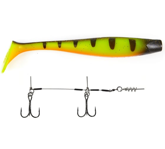 Виброхвосты LUCKY JOHN LJ 3D BBS Series KUBIRA SWIM SHAD 9,0in, цвет PG14 1шт.+Stinger L 140433SET-PG14 1