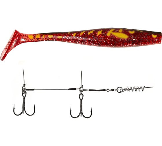 Виброхвосты LUCKY JOHN LJ 3D BBS Series KUBIRA SWIM SHAD 9,0in, цвет PG25 1шт.+Stinger L 140433SET-PG25 1