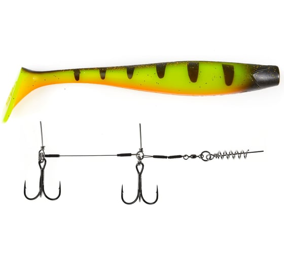 Виброхвосты LUCKY JOHN LJ 3D BBS Series GIANT KUBIRA SWIM SHAD 10,3in, цвет PG14 1шт.+Stinger XL 140434SET-PG14
