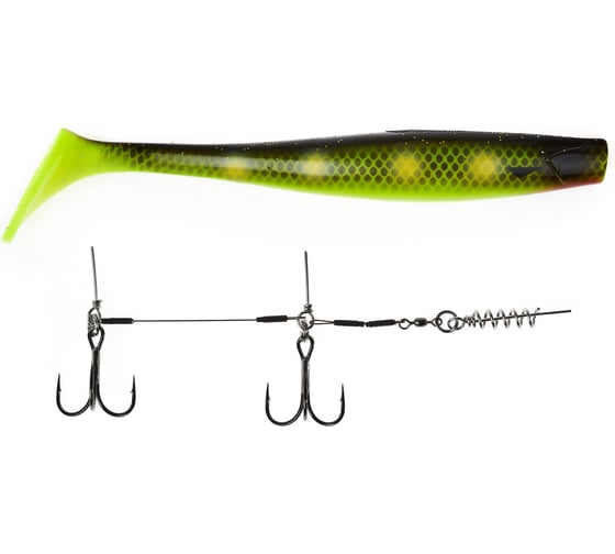 Виброхвосты LUCKY JOHN LJ 3D BBS Series GIANT KUBIRA SWIM SHAD 10,3in, цвет PG21 1шт.+Stinger XL 140434SET-PG21 1