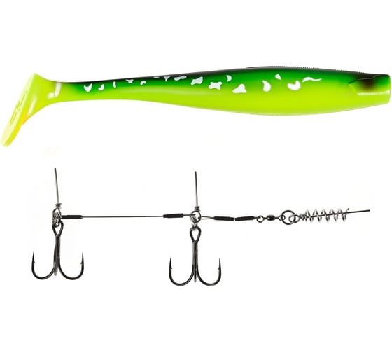 Виброхвосты LUCKY JOHN LJ 3D BBS Series GIANT KUBIRA SWIM SHAD 10,3in, цвет PG26 1шт.+Stinger XL 140434SET-PG26 1