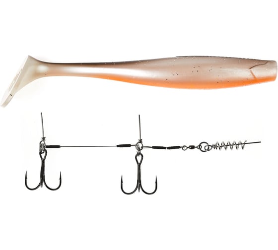 Виброхвосты LUCKY JOHN LJ 3D BBS Series GIANT KUBIRA SWIM SHAD 10,3in, цвет PG18 1шт.+Stinger XL 140434SET-PG18 1