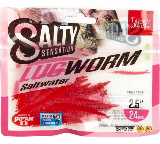 Съедобные искусственные черви LUCKY JOHN LJ Salty Sensation LUGWORM 2.5in /F40 24шт. 140503-F40