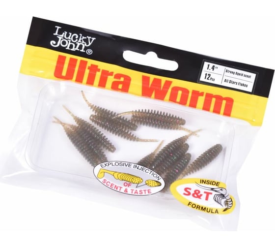 Съедобные искусственные слаги LUCKY JOHN LJ Pro Series ULTRAWORM 1,4in /S19 12шт. 140192-S19