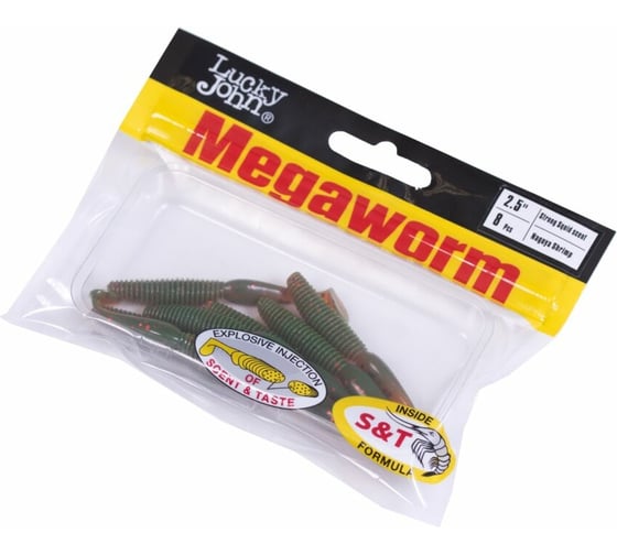 Съедобные искусственные виброхвосты LUCKY JOHN LJ Pro Series MEGAWORM 2,5in, цвет 085, 8шт. 140189-085