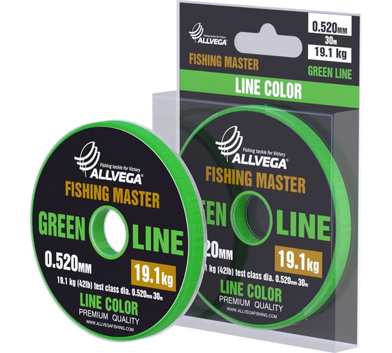 Монофильная леска ALLVEGA Fishing Master, 30 м, 0.520 мм, 19.1 кг, зеленая FMGL30520 1