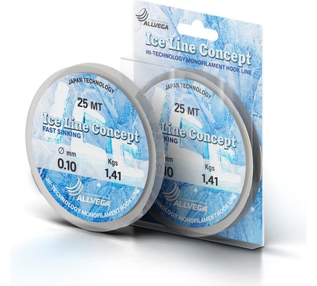 Монофильная леска ALLVEGA Ice Line Concept, 25 м, 0.10 мм, 1.41 кг, прозрачная LILC2510