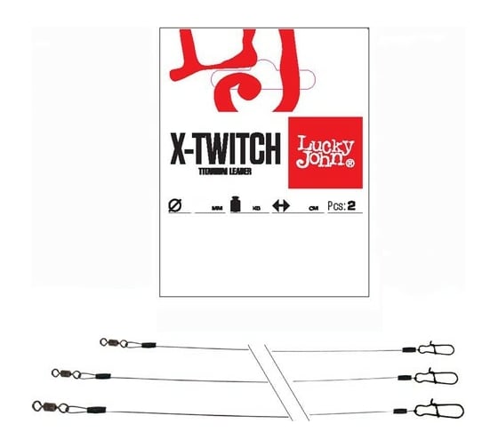 Титановые поводки LUCKY JOHN LJ Pro Series, вертлюг и застежка, d 0.20 мм, 05 кг, 20 см, 2 шт. LJP7305-020