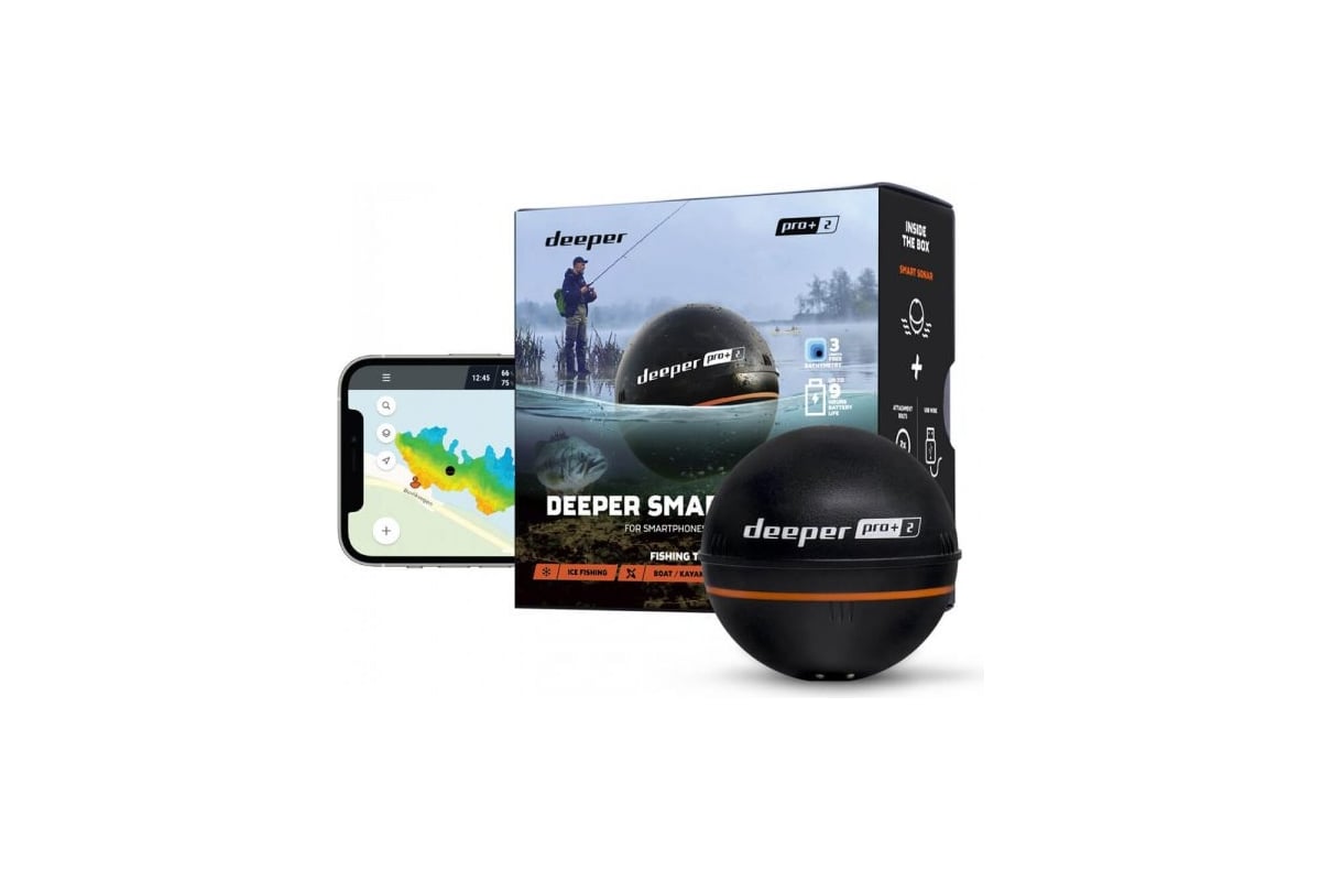 Беспроводной эхолот Deeper Smart Sonar Pro+ 2 DP5H10S10 - выгодная цена,  отзывы, характеристики, фото - купить в Москве и РФ