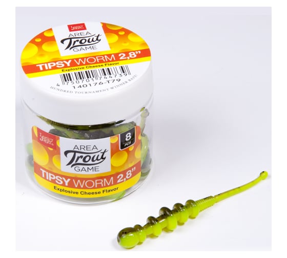Съедобные искусственные слаги LUCKY JOHN LJ Pro Series TIPSY WORM, 2.3 дюйма (5.84 см), цвет T79, 12 шт. 140175-T79