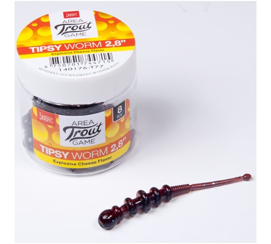 Съедобные искусственные слаги LUCKY JOHN LJ Pro Series TIPSY WORM, 2.3 дюйма (5.84 см), цвет T77, 12 шт. 140175-T77