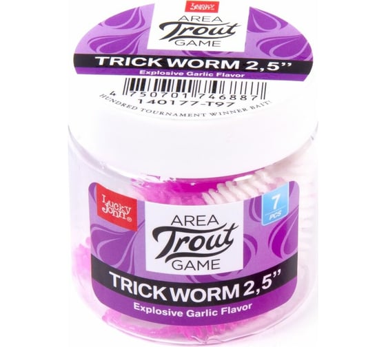 Съедобные искусственные слаги LUCKY JOHN LJ Pro Series TRICK WORM, 2.5 дюйма (6.35 см), цвет T97, 7 шт. 140177-T97
