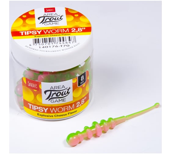 Съедобные искусственные слаги LUCKY JOHN LJ Pro Series TIPSY WORM, 2.3 дюйма (5.84 см), цвет T70, 12 шт. 140175-T70
