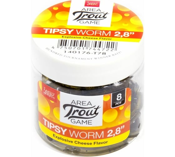 Съедобные искусственные слаги LUCKY JOHN LJ Pro Series TIPSY WORM, 2.8 дюйма (7.12 см), цвет T78, 8 шт. 140176-T78