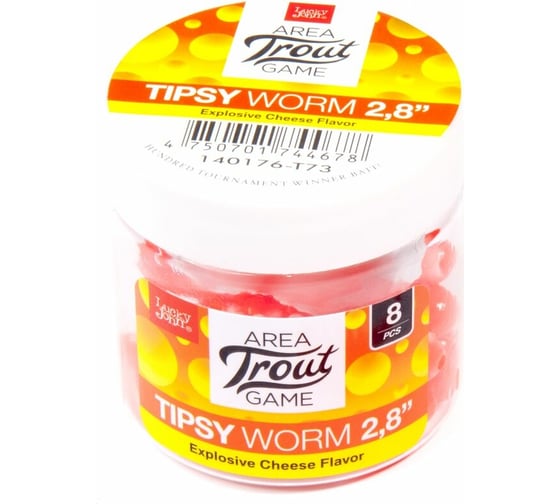 Съедобные искусственные слаги LUCKY JOHN LJ Pro Series TIPSY WORM, 2.8 дюйма (7.12 см), цвет T73, 8 шт. 140176-T73