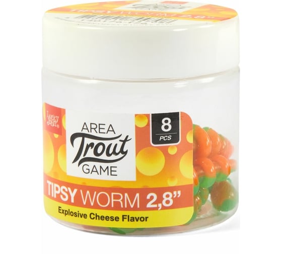 Съедобные искусственные слаги LUCKY JOHN LJ Pro Series TIPSY WORM, 2.8 дюйма (7.12 см), цвет T76, 8 шт. 140176-T76