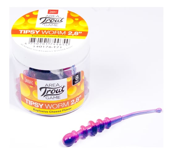 Съедобные искусственные слаги LUCKY JOHN LJ Pro Series TIPSY WORM, 2.3 дюйма (5.84 см), цвет T71, 12 шт. 140175-T71