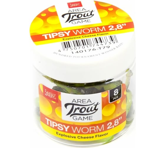 Съедобные искусственные слаги LUCKY JOHN LJ Pro Series TIPSY WORM, 2.8 дюйма (7.12 см), цвет T79, 8 шт. 140176-T79