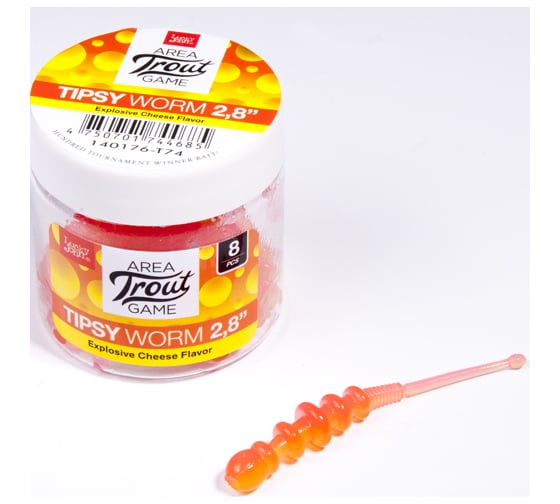 Съедобные искусственные слаги LUCKY JOHN LJ Pro Series TIPSY WORM, 2.3 дюйма (5.84 см), цвет T74, 12 шт. 140175-T74