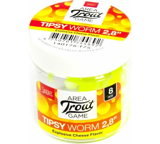 Съедобные искусственные слаги LUCKY JOHN LJ Pro Series TIPSY WORM, 2.8 дюйма (7.12 см), цвет T75, 8 шт. 140176-T75