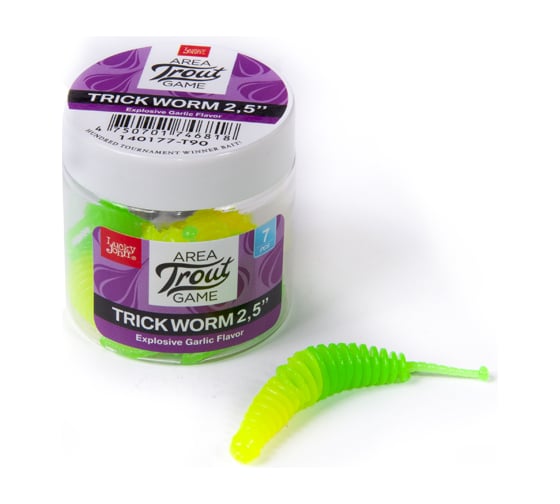 Съедобные искусственные слаги LUCKY JOHN LJ Pro Series TRICK WORM, 2.0 дюйма (5.0 см), цвет T90, 10 шт. 140160-T90